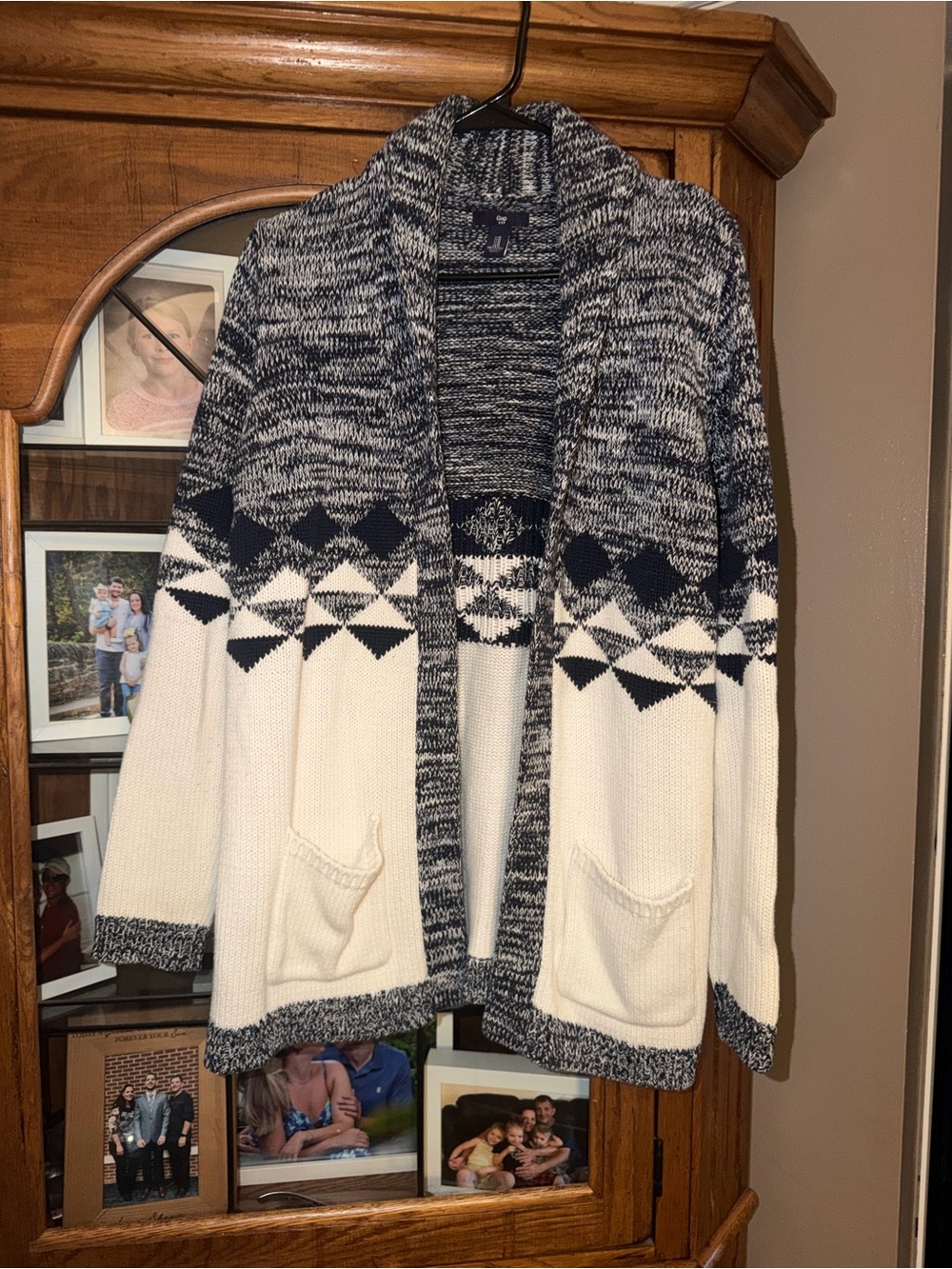 MED GAP Shawl Collar Open Cardigan Sweater Navy and White. MUST BE BUNDLED